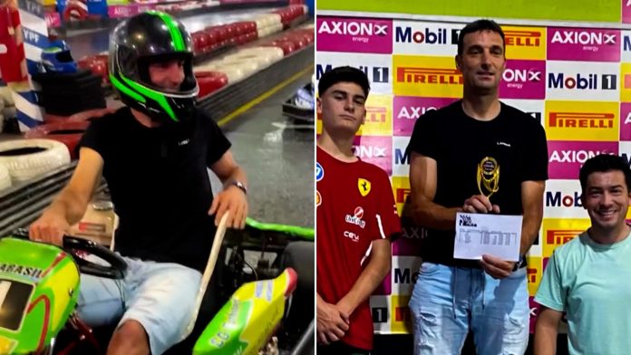 “Espectaculares” maniobras y una peculiar respuesta tras lograr el trofeo: el detrás de escena de la carrera de kartings que ganó Scaloni