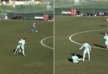 El ataque de furia de un futbolista con un compañero en pleno partido: empujón, insultos y una sanción interna