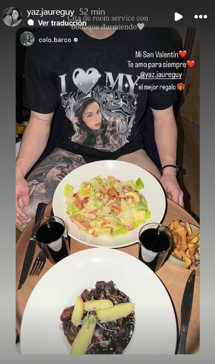 La romántica sorpresa de San Valentín del Colo Barco a Yaz Jaureguy y la remera especial que le regaló su esposa