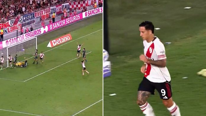 Buen centro de Kendry Páez y taco de Driussi: el gol con el que River Plate abrió el marcador frente a Sarmiento