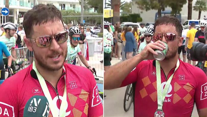 El particular gesto del ex futbolista Eden Hazard tras participar de una exigente carrera de ciclismo