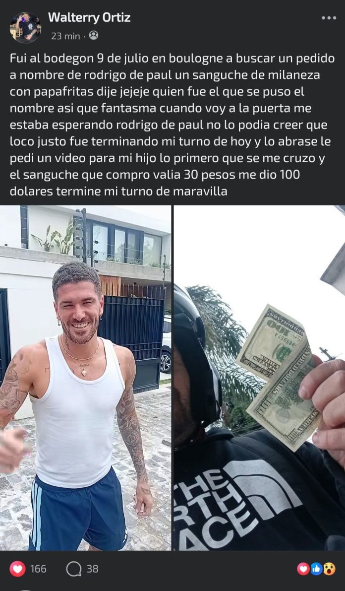 El sorprendente gesto de De Paul con un repartidor que se volvió viral: de la generosa propina a una historia de lucha y superación