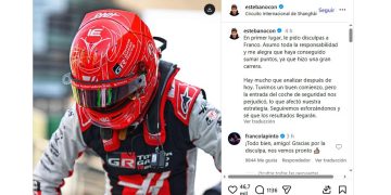 La reacción de Ocon tras chocar a Colapinto en el GP de China de la F1: el intercambio de mensajes en redes