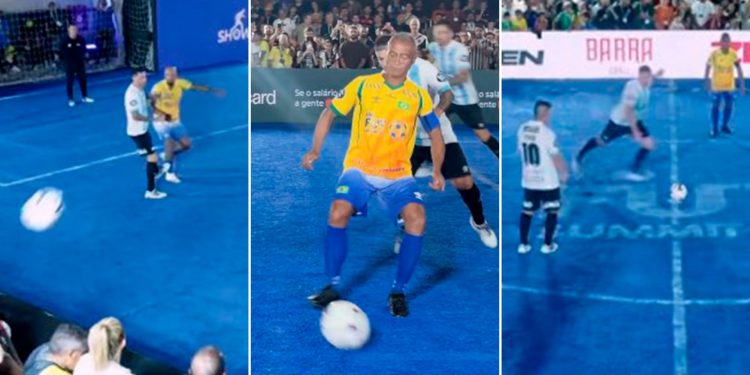 Las perlitas del Argentina-Brasil en showbol: la definición de Romario, el pelotazo de Felipe Melo a un hincha y el golazo de Pavone