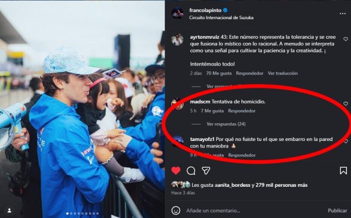 Los mensajes hostiles que recibió Colapinto por el accidente de Bearman en el Gran Premio de Japón