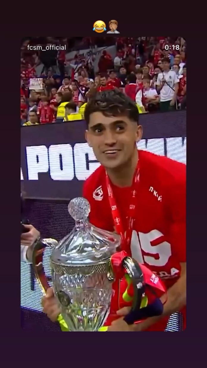 Salió campeón en Europa, festejó con el trofeo y lo rompió en pedazos: el blooper de un ex River en la celebración de su equipo
