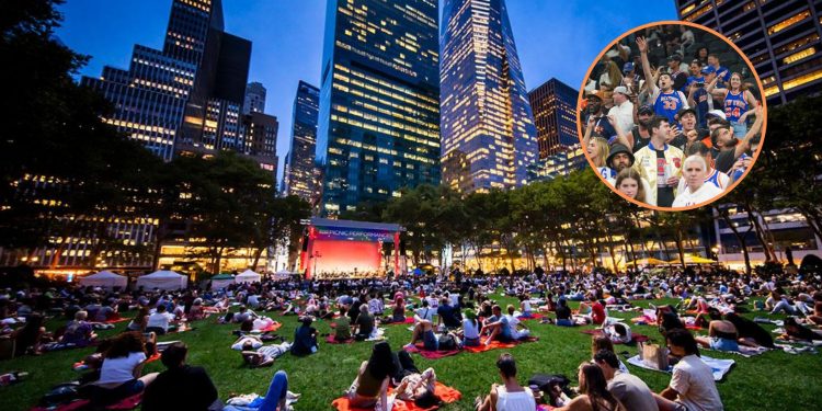 Bryant Park recibe a los fans de los Knicks tras el cierre de la plaza del Madison Square Garden y las entradas inaccesibles para el Juego 3
