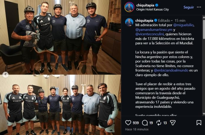 El gesto de Scaloni con tres hinchas de Argentina que recorrieron 17