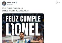 El saludo de Javier Milei a Lionel Messi por su cumpleaños