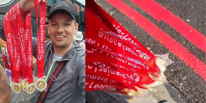 Fue a los festejos del Arsenal para vender réplicas de medallas de ganadores de la Premier League pero tenían un detalle oculto