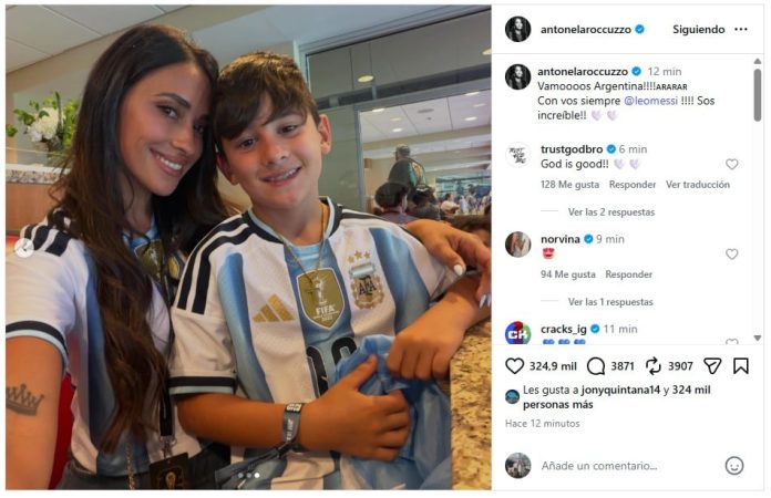Las fotos que compartió Anto Roccuzzo tras el histórico partido de Messi: la amorosa dedicatoria por sus tres goles ante Argelia