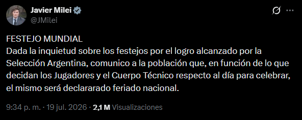 El Gobierno organiza una recepción protocolar para la Selección en Ezeiza y finalmente no habrá festejos este lunes
